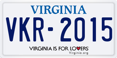 VA license plate VKR2015