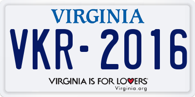 VA license plate VKR2016