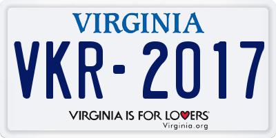 VA license plate VKR2017