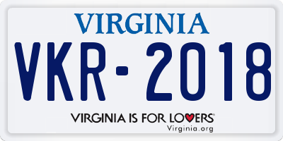 VA license plate VKR2018