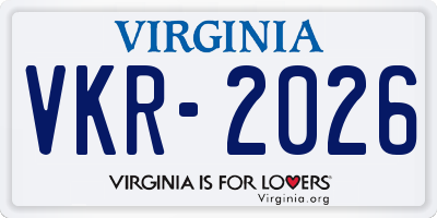 VA license plate VKR2026