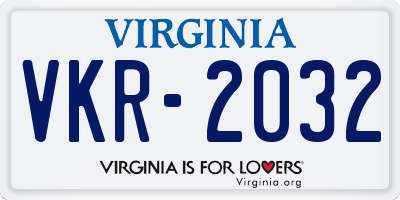 VA license plate VKR2032