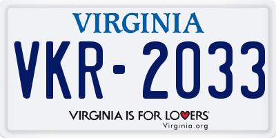 VA license plate VKR2033