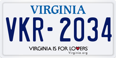 VA license plate VKR2034