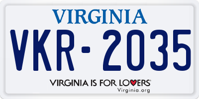 VA license plate VKR2035