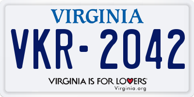 VA license plate VKR2042