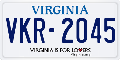 VA license plate VKR2045
