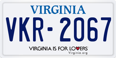 VA license plate VKR2067