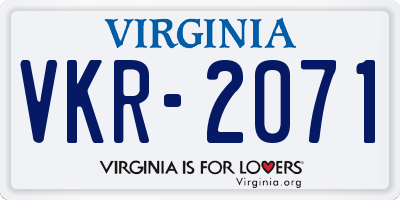 VA license plate VKR2071
