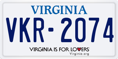 VA license plate VKR2074