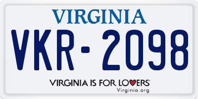 VA license plate VKR2098