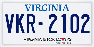 VA license plate VKR2102