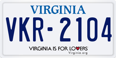 VA license plate VKR2104