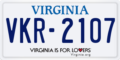 VA license plate VKR2107