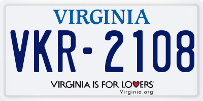 VA license plate VKR2108