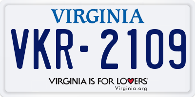 VA license plate VKR2109
