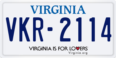 VA license plate VKR2114