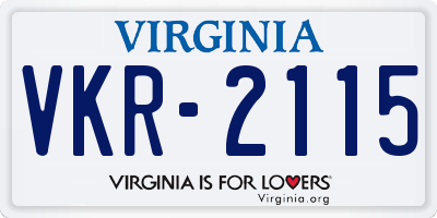 VA license plate VKR2115