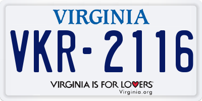 VA license plate VKR2116