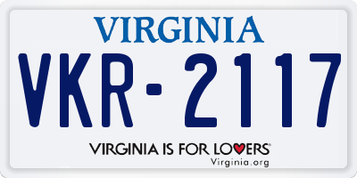 VA license plate VKR2117