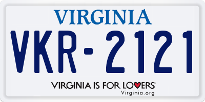 VA license plate VKR2121