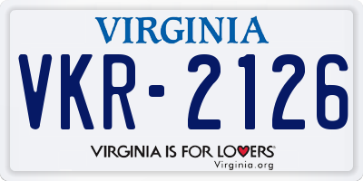 VA license plate VKR2126