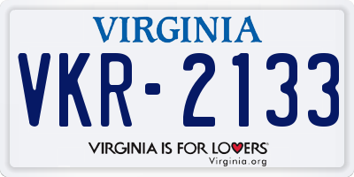 VA license plate VKR2133