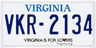 VA license plate VKR2134