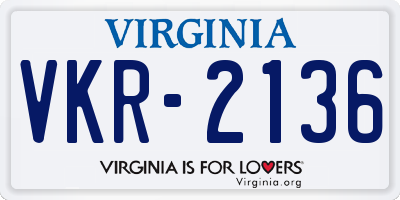VA license plate VKR2136