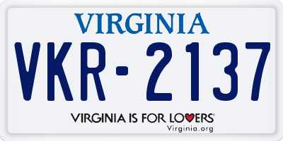 VA license plate VKR2137