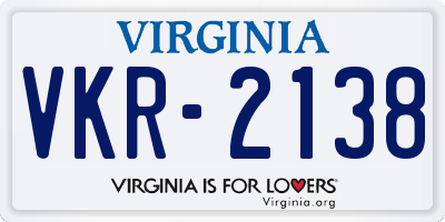VA license plate VKR2138