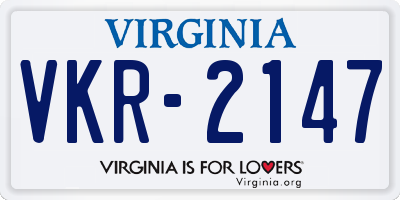 VA license plate VKR2147