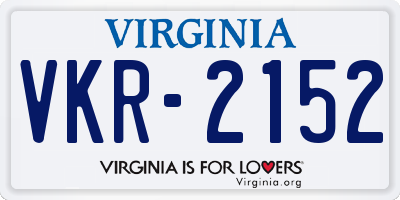 VA license plate VKR2152