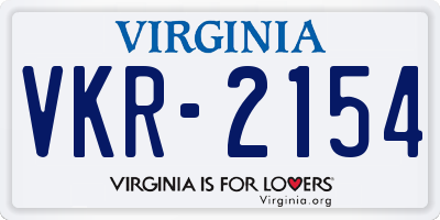 VA license plate VKR2154