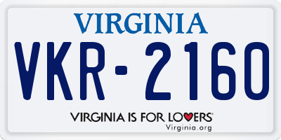 VA license plate VKR2160