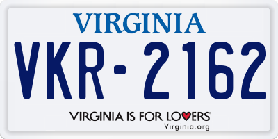 VA license plate VKR2162