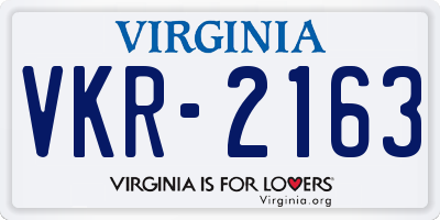 VA license plate VKR2163