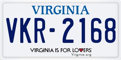 VA license plate VKR2168
