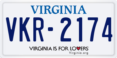 VA license plate VKR2174