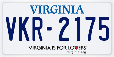 VA license plate VKR2175