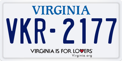 VA license plate VKR2177