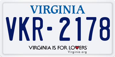VA license plate VKR2178