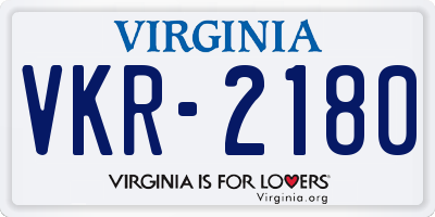 VA license plate VKR2180