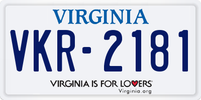 VA license plate VKR2181