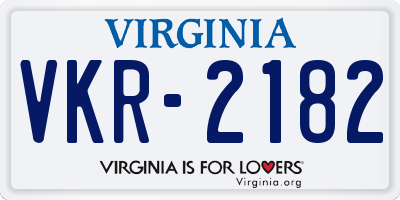 VA license plate VKR2182