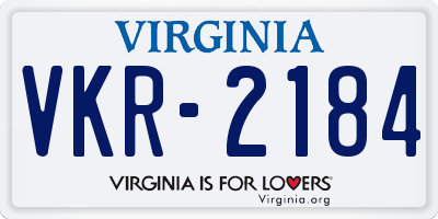 VA license plate VKR2184