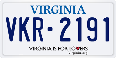 VA license plate VKR2191