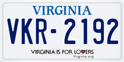 VA license plate VKR2192