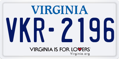 VA license plate VKR2196