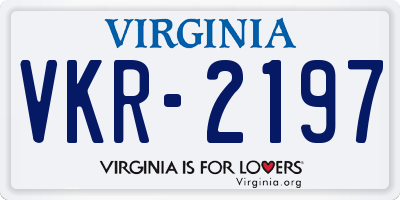 VA license plate VKR2197